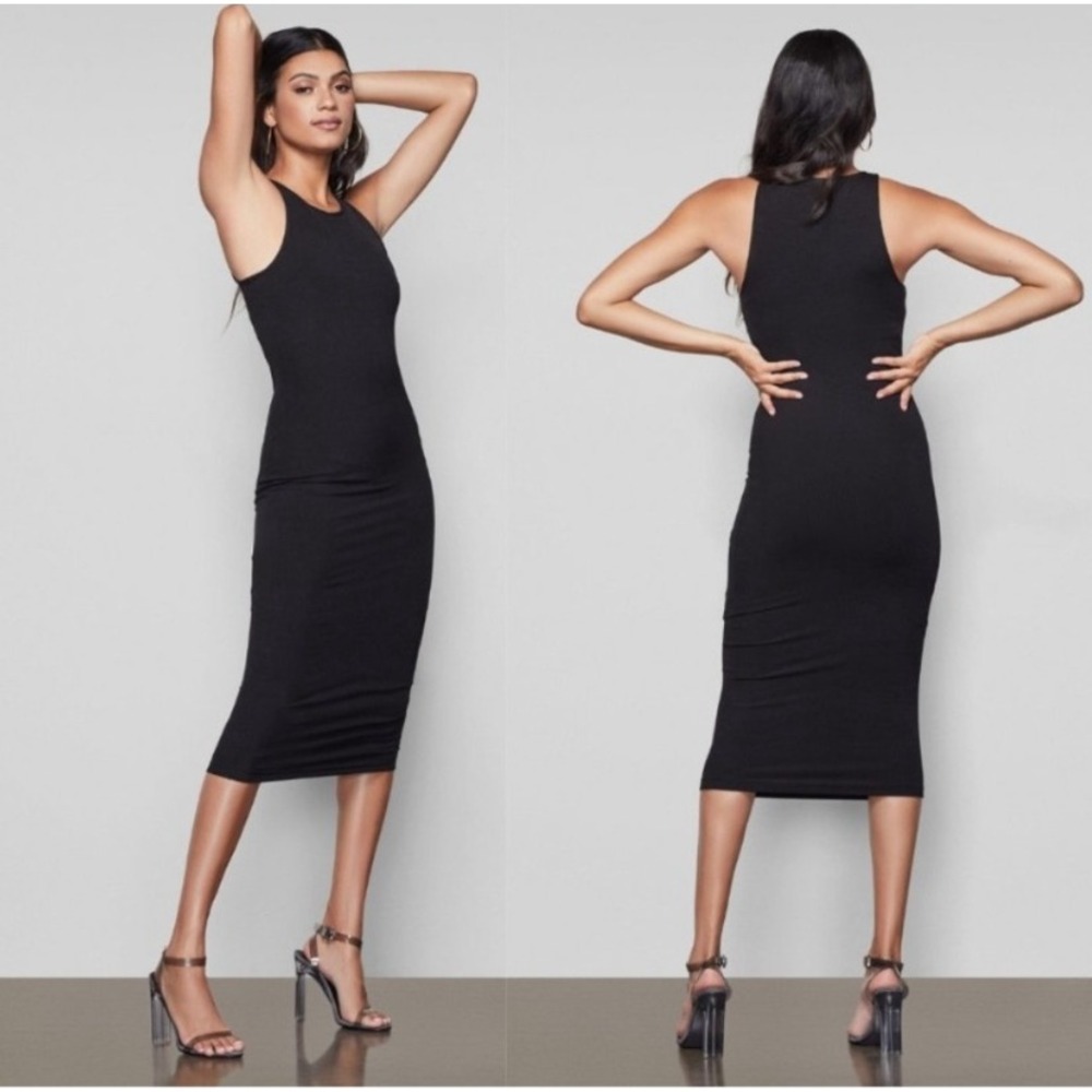 Good American The Ribbed Sleeveless Bodycon Knit Tank Midi Dress Racerback 2